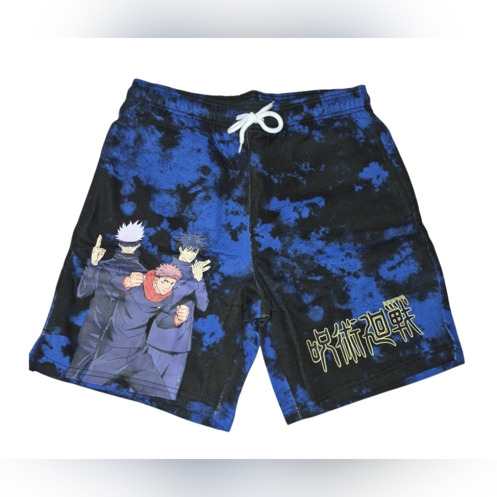 Hot Topic Jujutsu Kaisen Black/Blue Tye Dye Drawstring Shorts 